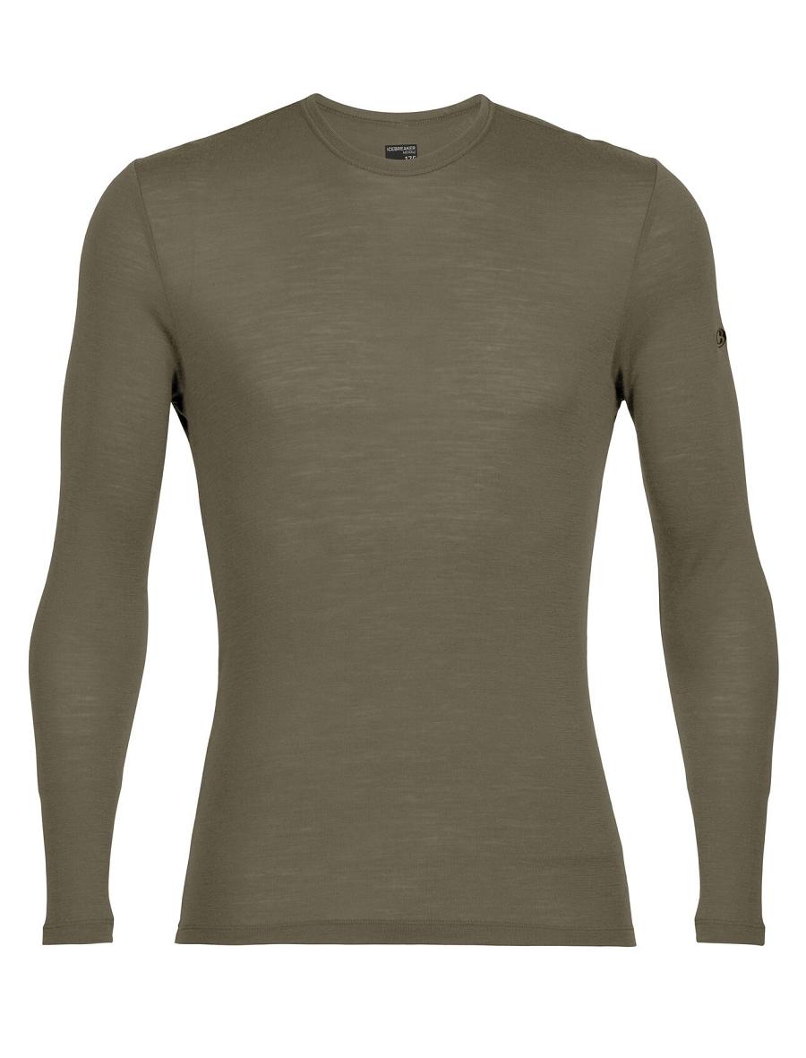 Men's Icebreaker Merino 175 Everyday Long Sleeve Crewe Thermal Top Base Layers Loden | CA 1573EBCX